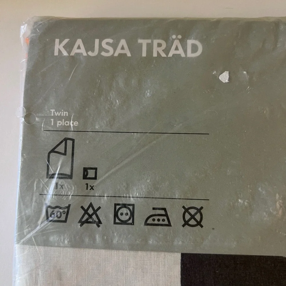 Vintage Ikea Kajsa Trad MCM‎ Twin Quilt Cover 1 Pillowcase NIP Leaf Pattern